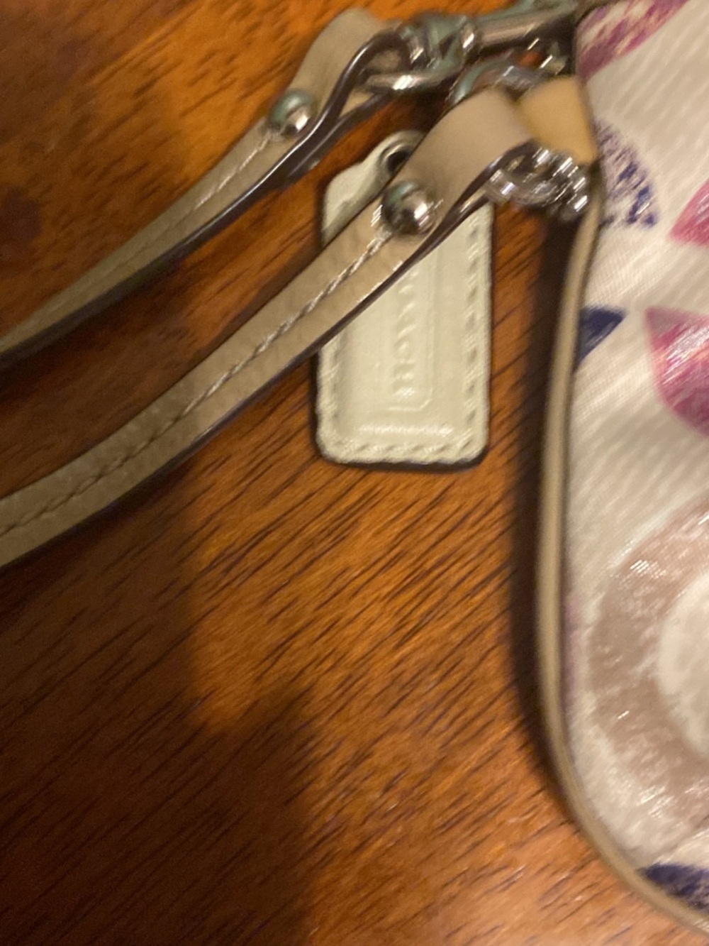Coach Multicolor 'C' Print Wristlet in Cream, Pink & Purple - Picture 2 of 5